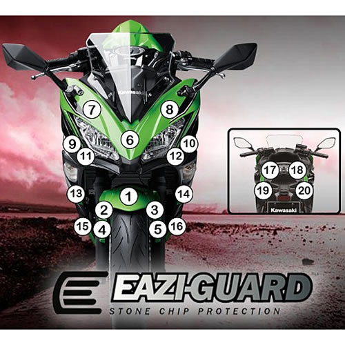 (imagen para) Kit Protección Antirroce "Eazi-Guard" - Kawasaki Ninja 650 2017-2020