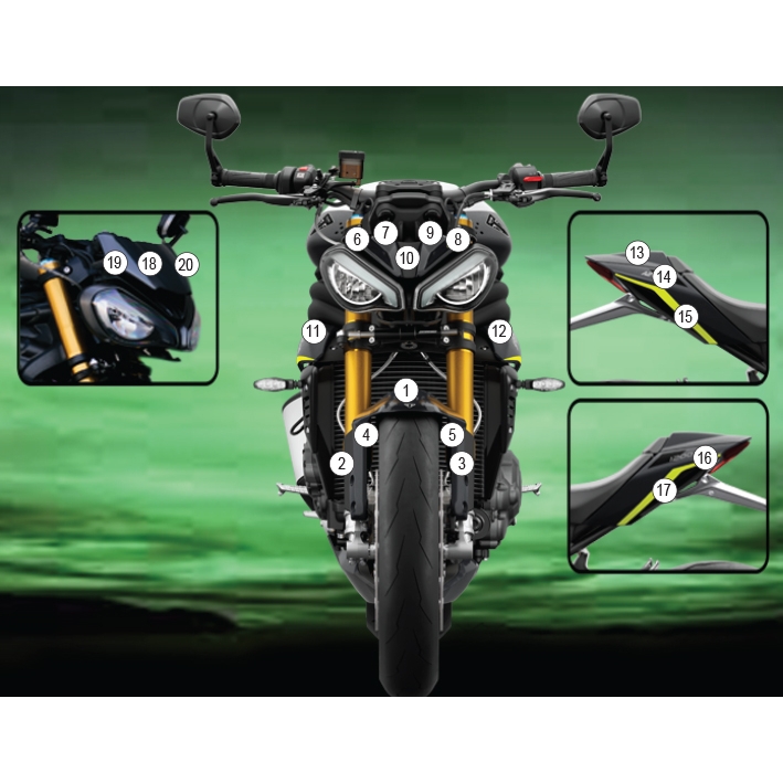 (imagen para) Kit Protección Antirroce "Eazi-Guard" - Triumph Speed Triple 1200 RS 2025 en adelante