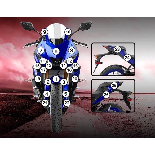 (imagen para) Kit Protección Antirroce "Eazi-Guard" - Yamaha YZF-R3/R25 2019-2024