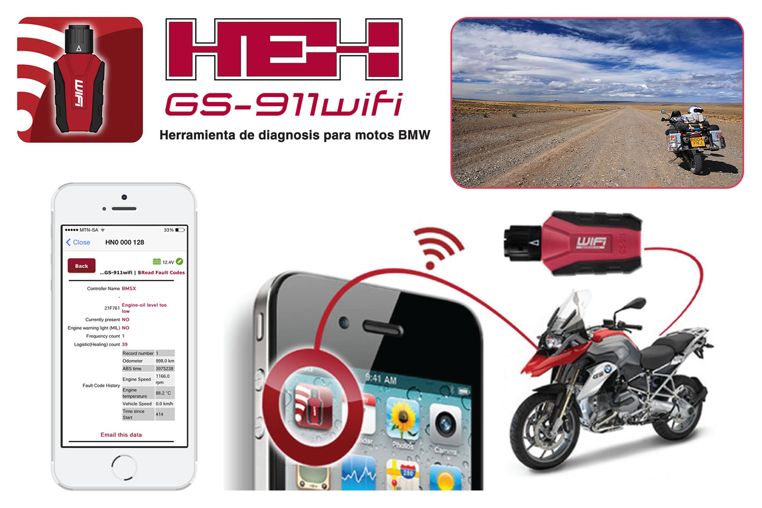 GS-911 herramienta diagnóstica para motos BMW - viajar con autonomía y seguridad