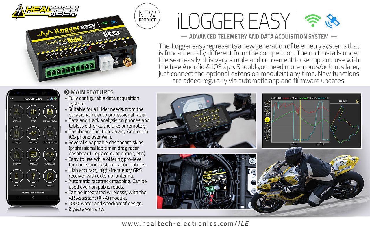 Kit De Télémétrie GPS Healtech ILogger Easy ILE-1 - Pour Moto - Neuf Avec Emballage